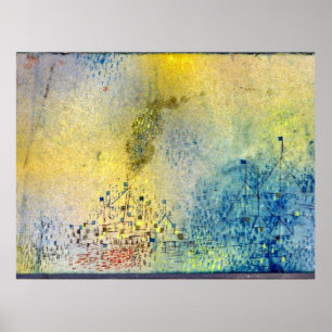 Klee - Hot Evening in de haven, abstracte kunst Poster