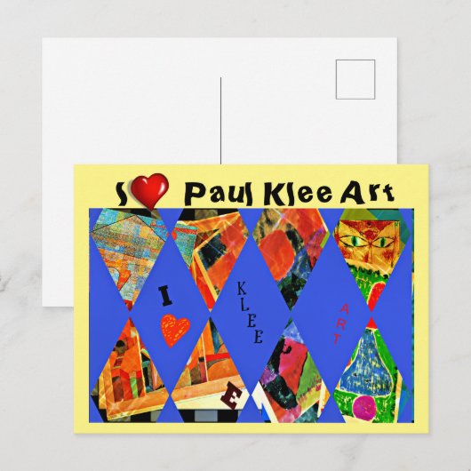 Klee - Ik hou van Paul Klee Kunst Briefkaart (Voorkant / Achterkant)