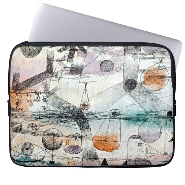Klee-Inspired Abstract Geometry Laptop Sleeve (Voorkant)
