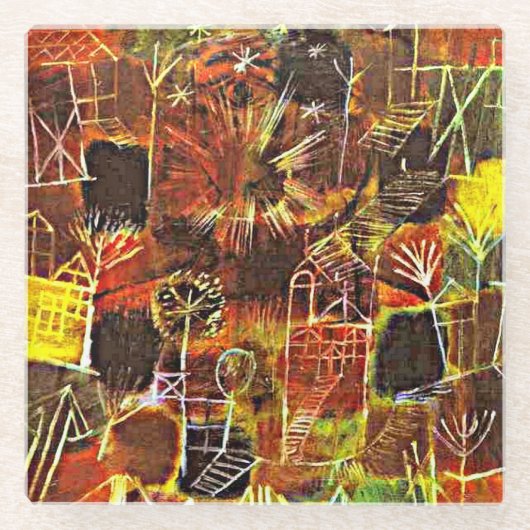 Klee - Kosmische Compositie, Glazen Onderzetter (Voorkant)