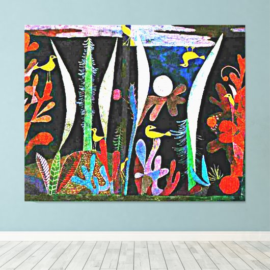 Klee - Landschap met gele vogels Canvas Afdruk (Insitu (Houten vloer))