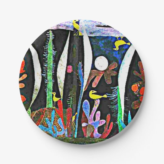 Klee - Landschap met Gele Vogels Papieren Bordje (Voorkant)