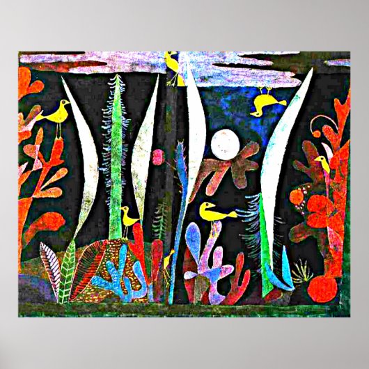 Klee - Landschap met gele vogels Poster (Voorkant)