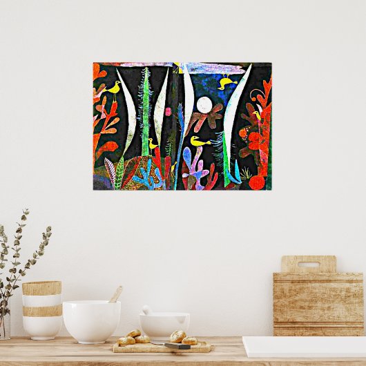 Klee - Landschap met gele vogels Poster (Keuken)