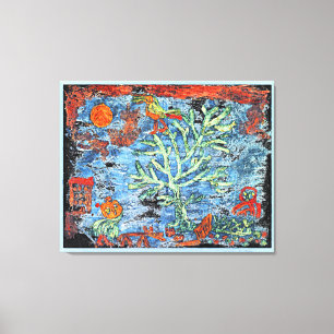 Klee - Landschap met populieren, Canvas Afdruk