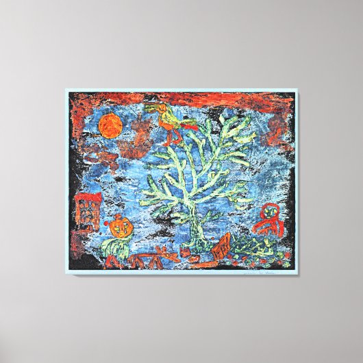 Klee - Landschap met Populieren, Canvas Afdruk (Voorkant)