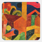 Klee - Landschap met Vlaggen Vierkante Sticker (Voorkant)