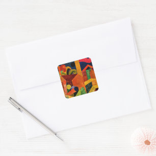 Klee - Landschap met Vlaggen Vierkante Sticker