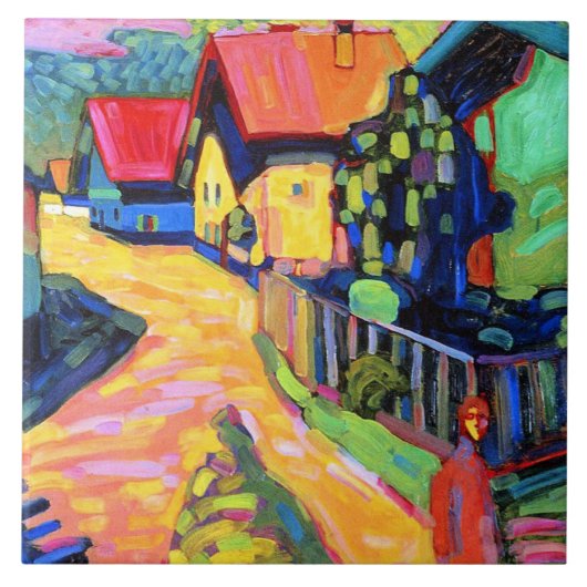 Klee - Murnau straat met vrouwen, Tegeltje (Voorkant)