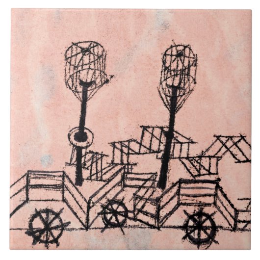 Klee - Old Steamboot, abstracte kunst Tegeltje (Voorkant)