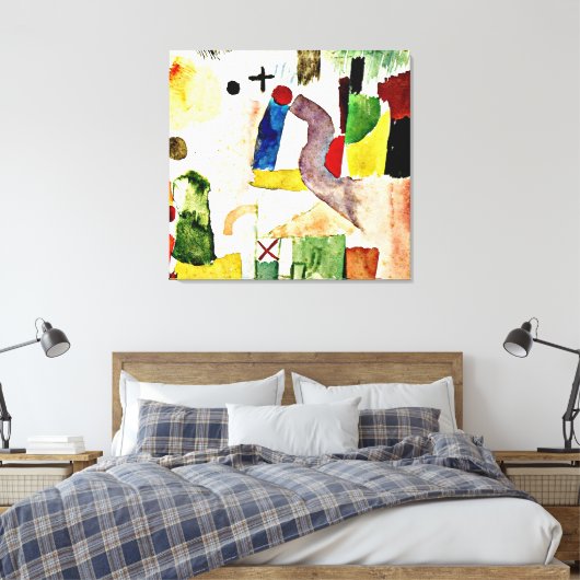 Klee - Pathetische Waterverf Canvas Afdruk (Insitu (Slaapkamer))