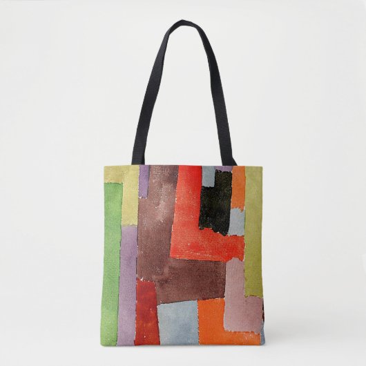 Klee - Rechte hoeken, kleurrijk schilderij, Tote Bag (Voorkant)