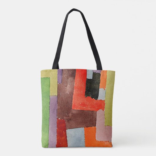 Klee - Rechte hoeken, kleurrijk schilderij, Tote Bag (Achterkant)