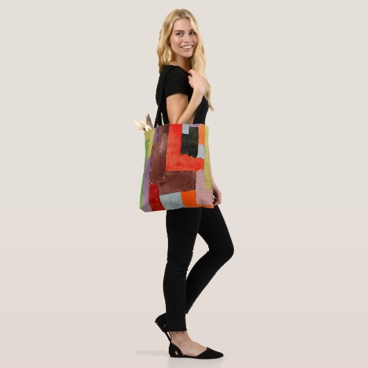 Klee - Rechte hoeken, kleurrijk schilderij, Tote Bag (Op model)