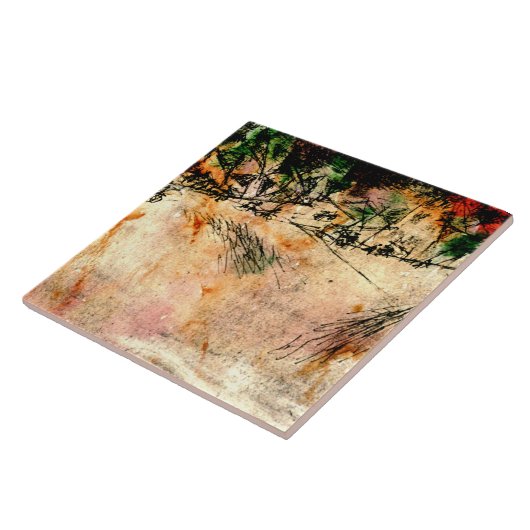 Klee - Road Junction (houtskooltekening) Tegeltje (Zijkant)