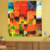 Klee - Rode en Witte Koepels, abstracte schilderij Canvas Afdruk (Insitu (Woonkamer))