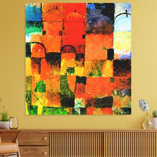 Klee - Rode en Witte Koepels, abstracte schilderij Canvas Afdruk (Insitu (Woonkamer))