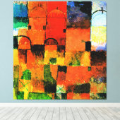 Klee - Rode en Witte Koepels, abstracte schilderij Canvas Afdruk (Insitu (Houten vloer))