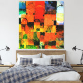 Klee - Rode en Witte Koepels, abstracte schilderij Canvas Afdruk (Insitu (Slaapkamer))