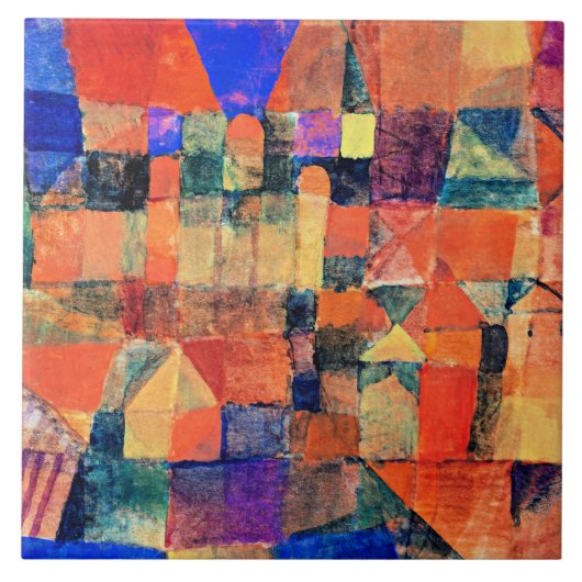 Klee - Stad met de Drie Koepels Tegeltje (Voorkant)