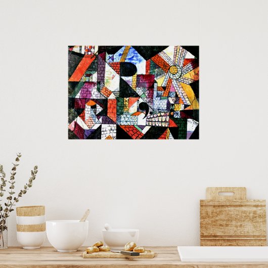 Klee - Stad R; Paul Klee kunstwerk Poster (Keuken)