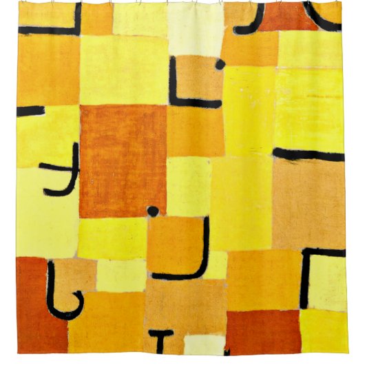 Klee - Tekens in geel Douchegordijn (Voorkant)