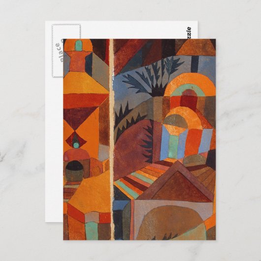 Klee Temple Gardens, kleurrijk Abstract kubisme Briefkaart (Voorkant / Achterkant)