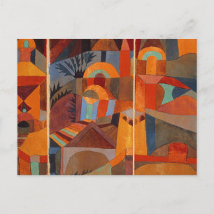 Klee Temple Gardens, kleurrijk Abstract kubisme Briefkaart
