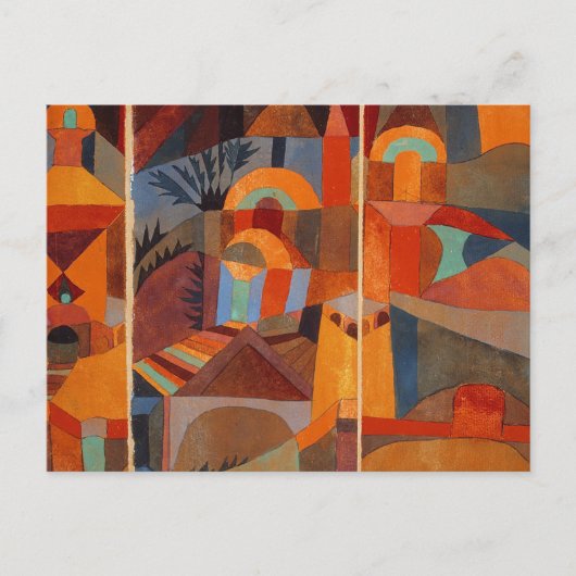 Klee Temple Gardens, kleurrijk Abstract kubisme Briefkaart (Voorkant)