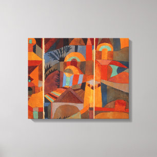 Klee Temple Gardens, kleurrijk Abstract kubisme Canvas Afdruk