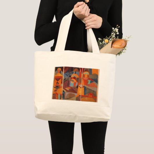 Klee Temple Gardens, kleurrijk Abstract kubisme Grote Tote Bag (Voorkant (product))