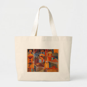Klee Temple Gardens, kleurrijk Abstract kubisme Grote Tote Bag