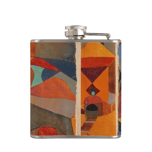 Klee Temple Gardens, kleurrijk Abstract kubisme Heupfles (Achterkant)