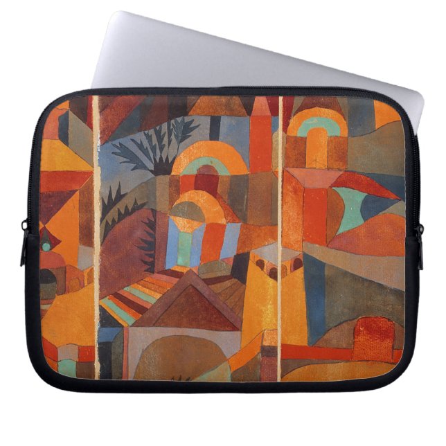 Klee Temple Gardens, kleurrijk Abstract kubisme Laptop Sleeve (Voorkant)