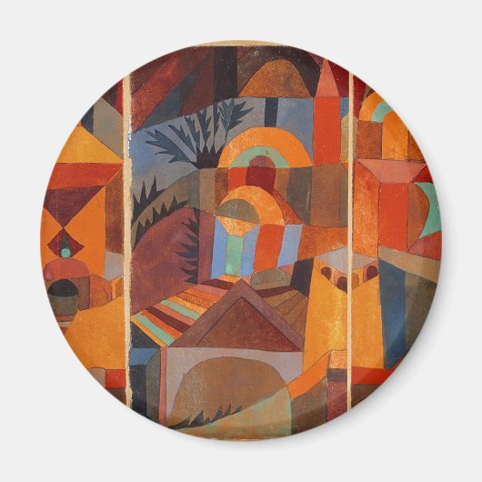 Klee Temple Gardens, kleurrijk Abstract kubisme Magneet (Voorkant)