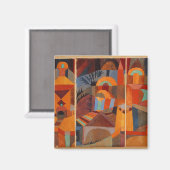 Klee Temple Gardens, kleurrijk Abstract kubisme Magneet (Voorkant / Achterkant)