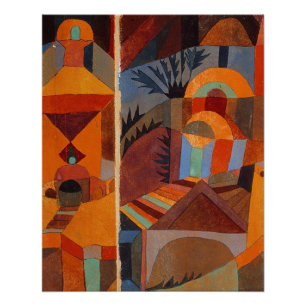 Klee Temple Gardens, kleurrijk Abstract kubisme Perfect Poster