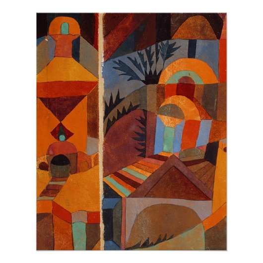 Klee Temple Gardens, kleurrijk Abstract kubisme Perfect Poster (Voorkant)