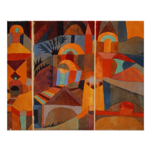 Klee Temple Gardens, kleurrijk Abstract kubisme Poster