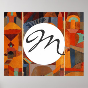 Klee Temple Gardens, kleurrijk Abstract kubisme Poster