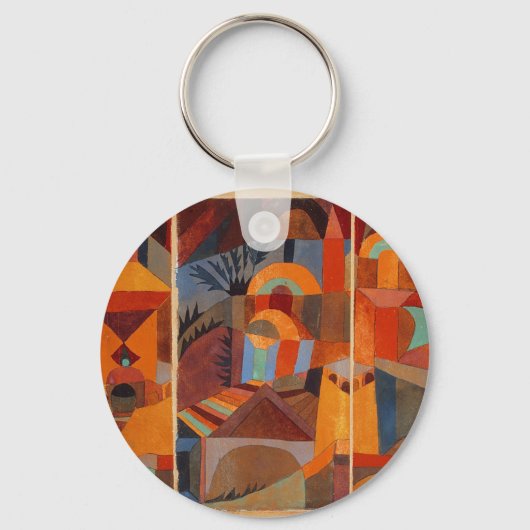 Klee Temple Gardens, kleurrijk Abstract kubisme Sleutelhanger (Voorkant)