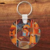 Klee Temple Gardens, kleurrijk Abstract kubisme Sleutelhanger (Voorkant)