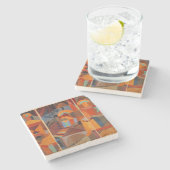 Klee Temple Gardens, kleurrijk Abstract kubisme Stenen Onderzetter (Zijkant)