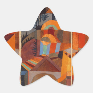 Klee Temple Gardens, kleurrijk Abstract kubisme Ster Sticker