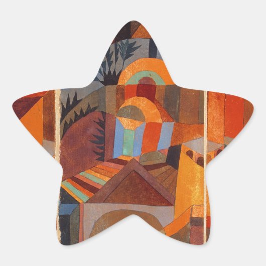 Klee Temple Gardens, kleurrijk Abstract kubisme Ster Sticker (Voorkant)