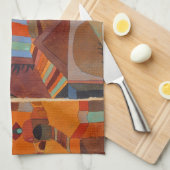 Klee Temple Gardens, kleurrijk Abstract kubisme Theedoek (Quarter Fold)