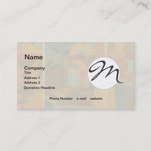 Klee Temple Gardens, kleurrijk Abstract kubisme Visitekaartje (Voorkant)