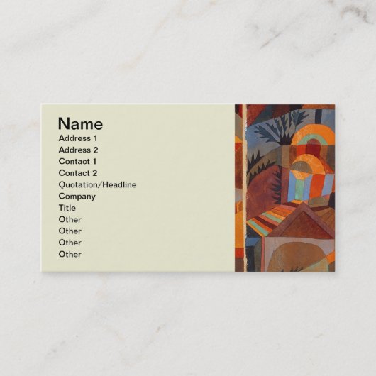 Klee Temple Gardens, kleurrijk Abstract kubisme Visitekaartje (Voorkant)