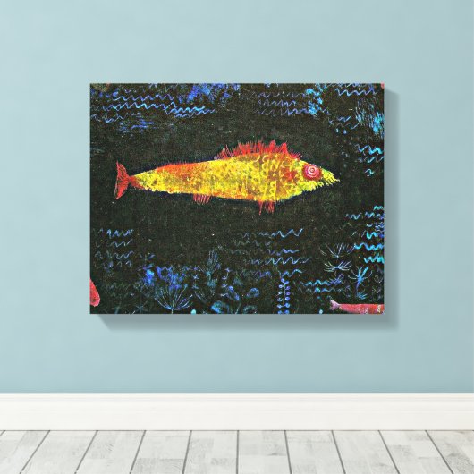 Klee - The Goldfish, beroemd schilderij, Canvas Afdruk (Insitu (Houten vloer))