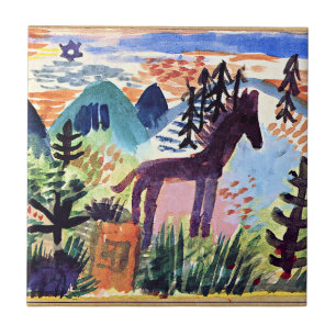Klee - The Horse, beroemd schilderij Tegeltje
